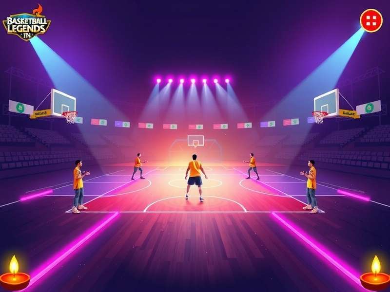 Basketball Legends IN Diwali Event Screenshot with illuminated court and players in festive attire